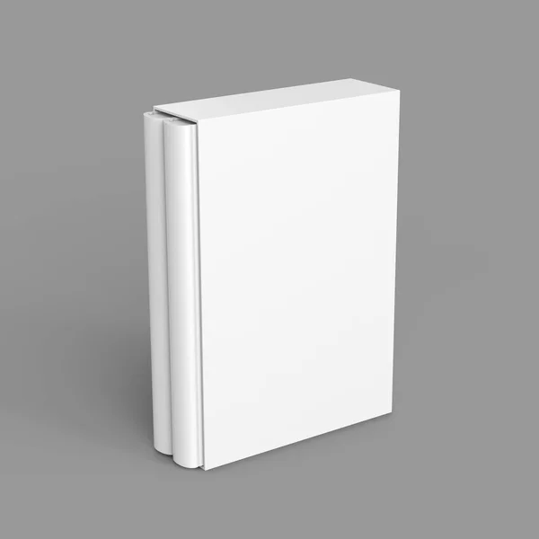 Libro bianco con coperchio scatola di cartone — Foto Stock