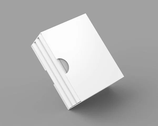 Libro Blanco Con Tapa Caja Cartón Conjunto Libros Caso Renderizado — Foto de Stock