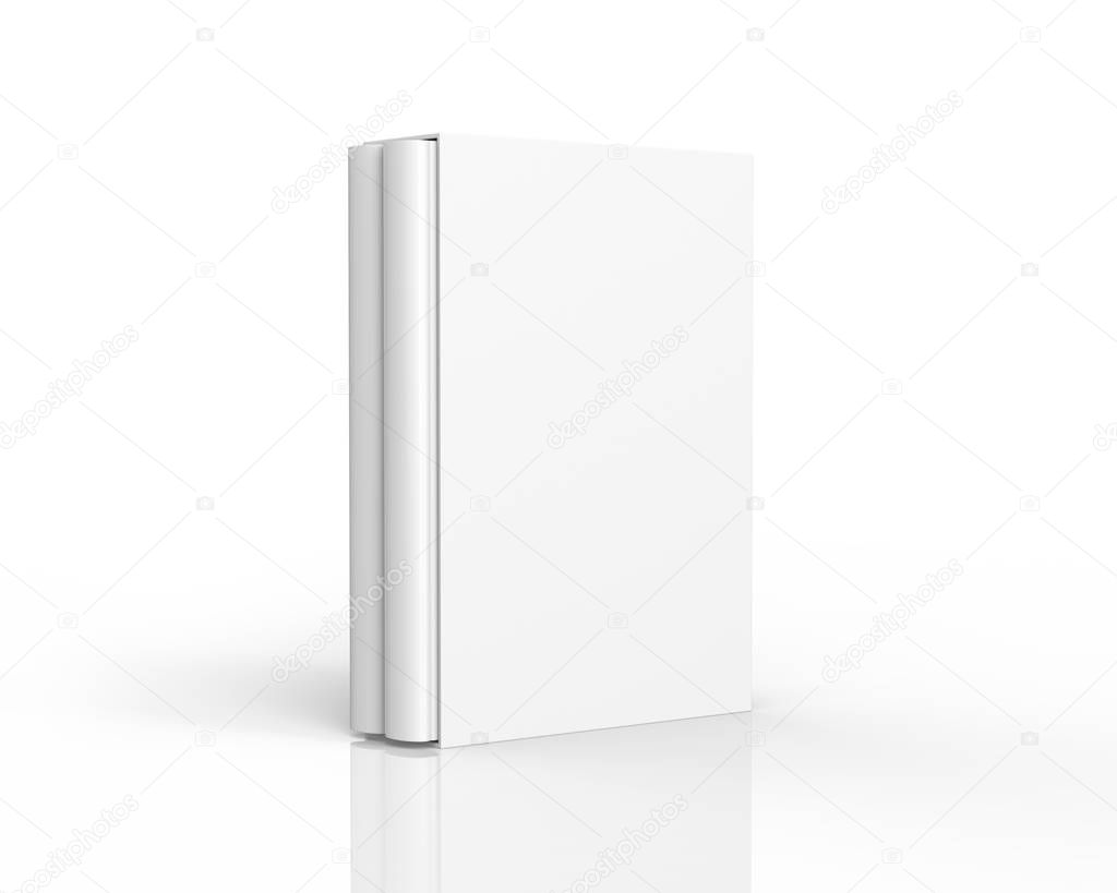 Blank book with cardboard box cover, stand book and case in 3d render