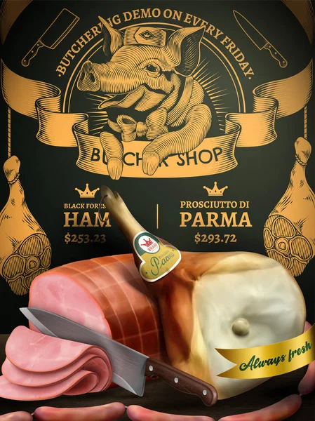 Butchery shop promotion ads — Stock Vector