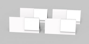 Boş masa takvimi, 3d render takvim mockup tasarım için boş alan ile kullanır, uzun tasarım kümesi