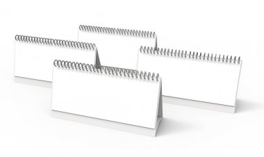 Boş masa takvimi, 3d render takvim mockup tasarım için boş alan ile kullanır, uzun tasarım kümesi