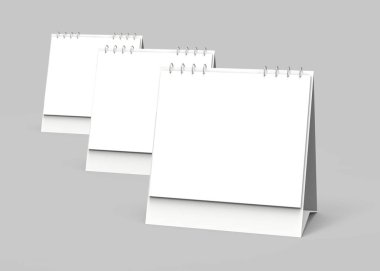 Boş masa takvimi, 3d render takvim mockup tasarım anlamları, kare tasarım kümesi boş yeri olan