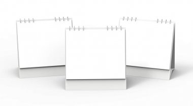 Boş masa takvimi, 3d render takvim mockup tasarım anlamları, kare tasarım kümesi boş yeri olan