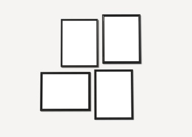 Siyah çerçeve, dekoratif kullanımlar için boş alan ile 3d render ince çerçeve ayarla