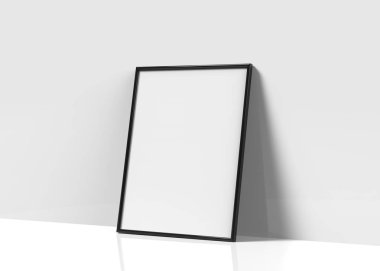 Siyah çerçeve, dekoratif kullanımlar için boş alan ile 3d render ince çerçeve