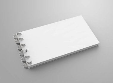 Tasarım için boş alan ile açık defter spiral not defterinde 3d render kullanır