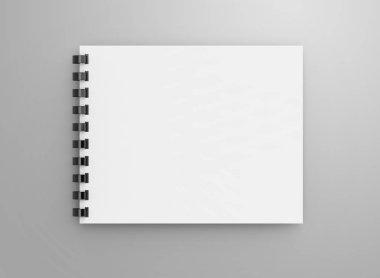 Tasarım için boş alan ile açık defter spiral not defterinde 3d render kullanır