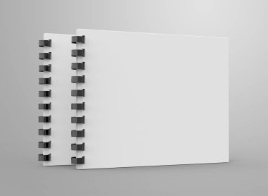 Spiral defter 3D render, açık defter ile tasarım kullanımlar için boş alanı ayarla