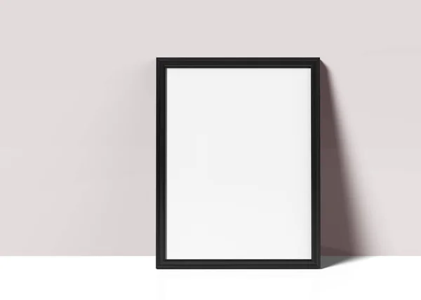 Zwarte Fotolijst Render Dun Frame Met Lege Ruimte Voor Decoratieve — Stockfoto