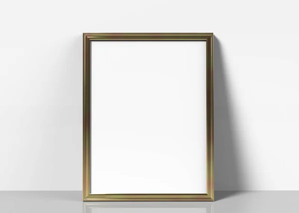Gouden Schilderijlijst Render Dun Frame Met Lege Ruimte Voor Decoratieve — Stockfoto