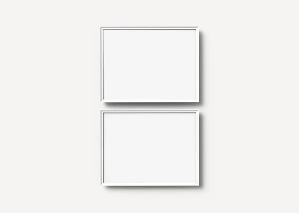 White Picture Frames Render Thin Frames Set Empty Space Decorative — Stock Photo, Image