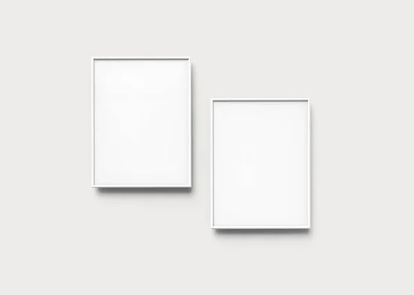 White Picture Frame Render Thin Frame Set Empty Space Decorative — Stock Photo, Image