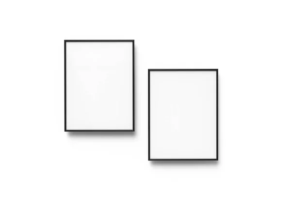 Black Picture Frames Render Thin Frames Empty Space Decorative Uses — Stock Photo, Image