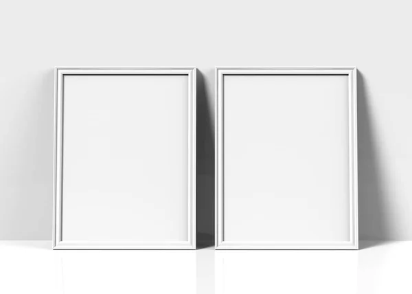 White Picture Frame Render Thin Frames Set Empty Space Decorative — Stock Photo, Image