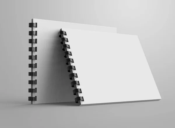 Cuaderno Espiral Render Juego Cuaderno Abierto Con Espacio Vacío Para — Foto de Stock