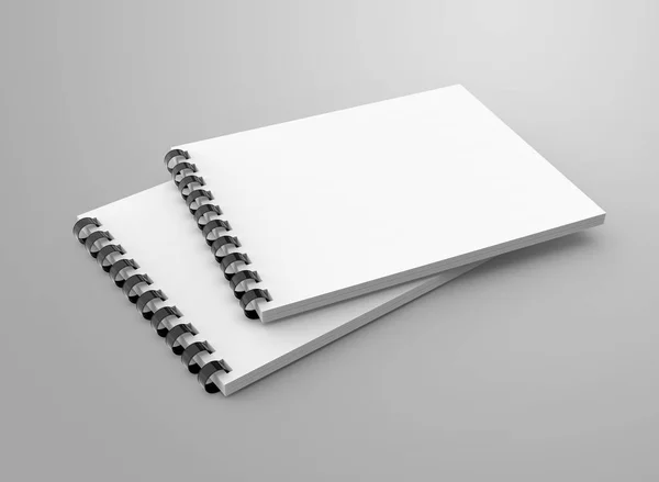 スパイラル ノート表示 開いているノートブックの設計用途のための空スペースで設定 — ストック写真