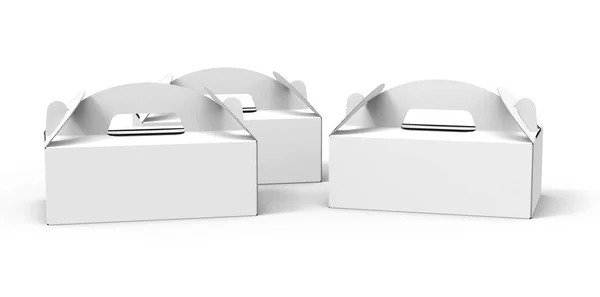 Zum Mitnehmen Karton Mit Griff Leere Papierboxen Set Render Für — Stockfoto