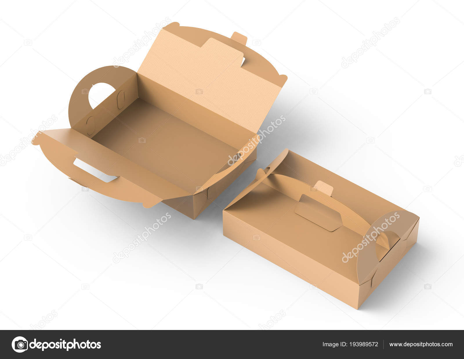 Download Kraft Box Handle Open Gift Food Carton Package Render Design Stock Photo Image By C Kchungtw 193989572