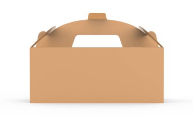 Kraft kutu tutamacını, hediye veya gıda karton paket 3D tasarım anlamları için render, görünümü yan