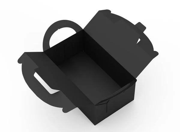 Απομονωμένη Ανοιχτό Μαύρο Κουτί Λαβή Στην Τρισδιάστατη Απεικόνιση Άσπρο Φόντο — Φωτογραφία Αρχείου