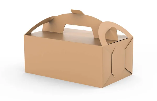 Kraftbox Mit Griff Geschenk Oder Lebensmittelverpackung Render Für Designzwecke — Stockfoto