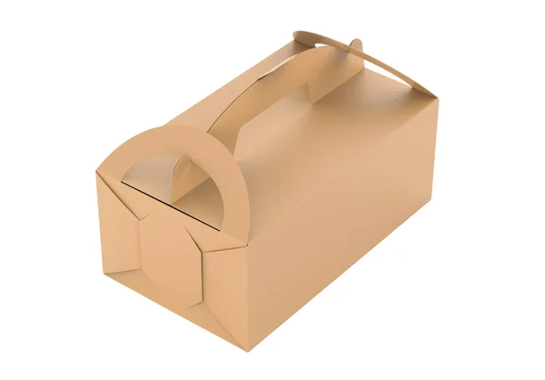 Boîte Kraft Avec Poignée Vue Surélevée Paquet Cadeau Carton Alimentaire — Photo