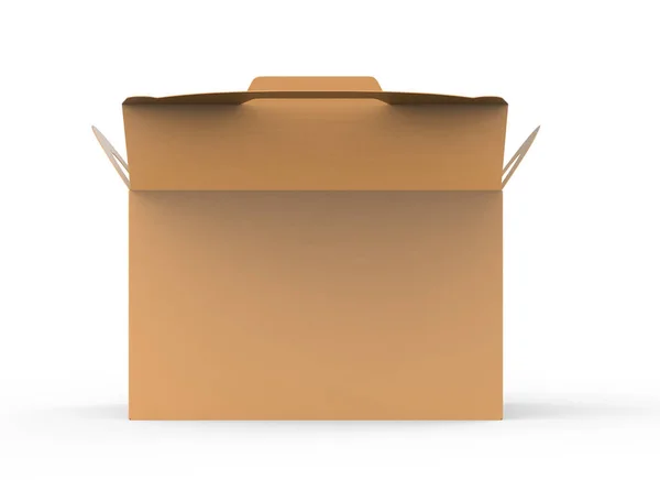 Kraftbox Mit Griff Geschenk Oder Lebensmittelverpackung Render Für Designzwecke Seitenansicht — Stockfoto