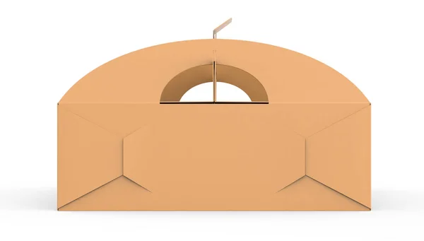 Kraftbox Mit Griff Geschenk Oder Lebensmittelverpackung Render Für Designzwecke Seitenansicht — Stockfoto