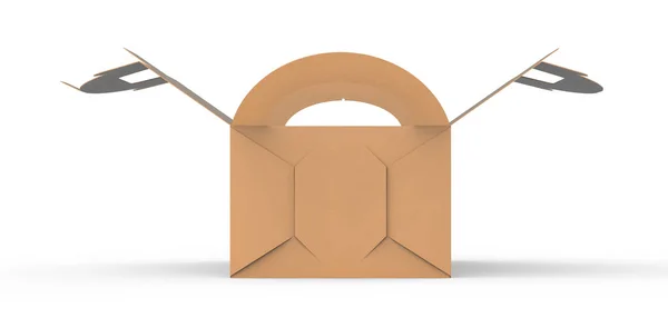 Коробка Kraft Ручкой Подарочной Коробкой Упаковкой Продуктов Питания Рендеринга Использования — стоковое фото