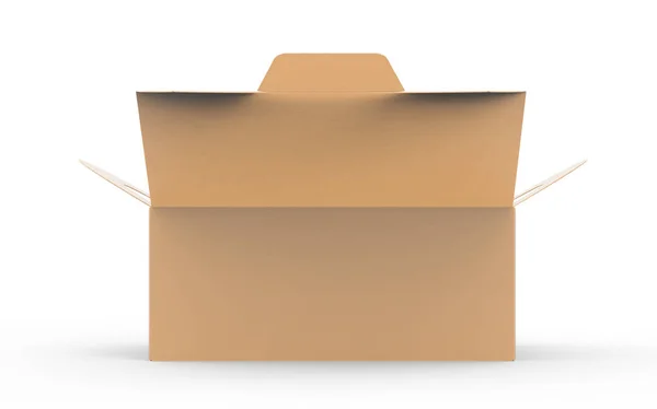 Kraft box with handle, gift or food carton package in 3d render for design uses, side view