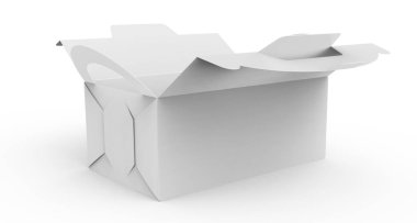 3d render tasarım kullanımlar için kolu, hediye veya gıda karton paketinde ile boş açık Anmalık kutular