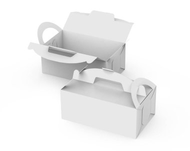 3d ayarla tutamacını, hediye veya gıda karton paketi ile boş kutu render tasarım kullanımlar için yükseltilmiş görünümü