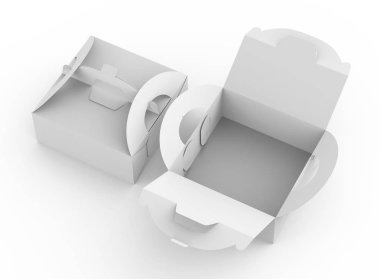 Boş kağıt kutusu 3d ayarla tutamacını, hediye veya gıda karton paketi ile render yükseltilmiş görünümünde Tasarım kullanımlar için