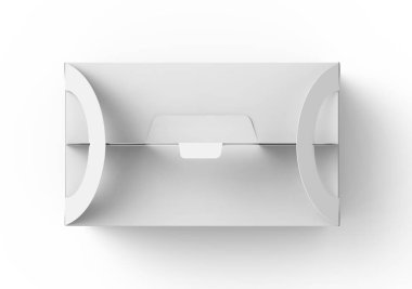 Beyaz kutu tutamacını, hediye veya gıda karton paket 3D ile tasarım anlamları için render, görünümü top