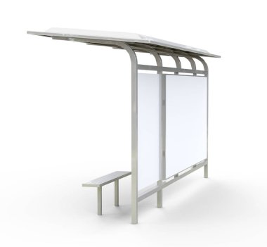 3D render otobüs sığınak, boş kopya alanı reklam veya tanıtım içerik için otobüs istasyonu billboard arkadan görünüm