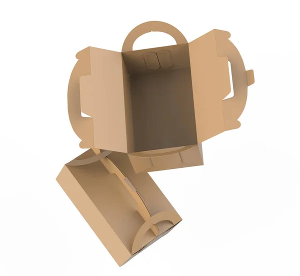 Κραφτ Κουτί Χερούλι Δώρο Τροφίμων Χάρτινη Συσκευασία Καθιστούν Για Σχεδίαση — Φωτογραφία Αρχείου
