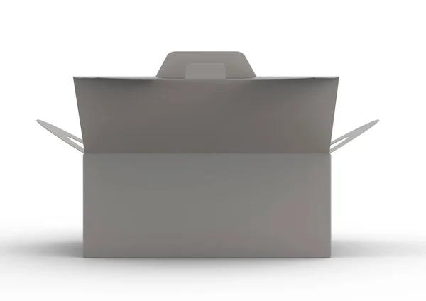 ハンドルを白い背景に 側面図の 図で孤立した灰色箱 — ストック写真