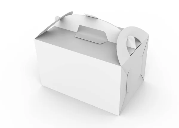 Leere Papierschachtel Mit Griff Geschenk Oder Lebensmittelverpackung Render Für Designzwecke — Stockfoto