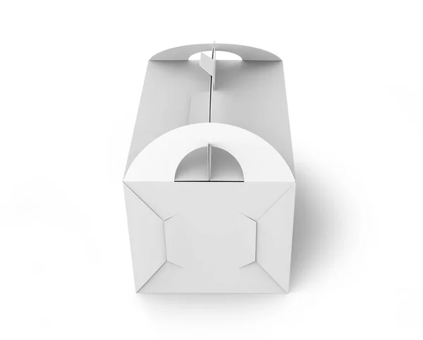 Caja Papel Blanco Con Asa Regalo Paquete Cartón Alimentos Render —  Fotos de Stock