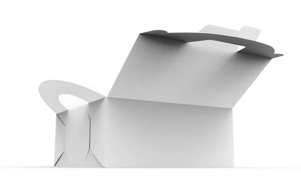 Blank open paper box with handle — Stock Photo, Image
