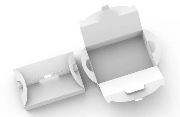 セットを でハンドル ギフトや食品の箱パッケージに空白の紙ボックスを上昇ビューのデザイン用レンダリングします — ストック写真