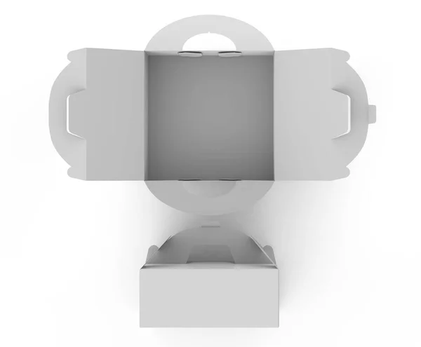 で設定ハンドル ギフトまたは食品のカートン パッケージの白いボックス デザイン用レンダリング トップ ビュー — ストック写真