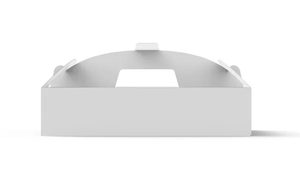 ハンドル ギフトまたは食品カートン パッケージの白いボックス デザイン用レンダリング サイド ビュー — ストック写真