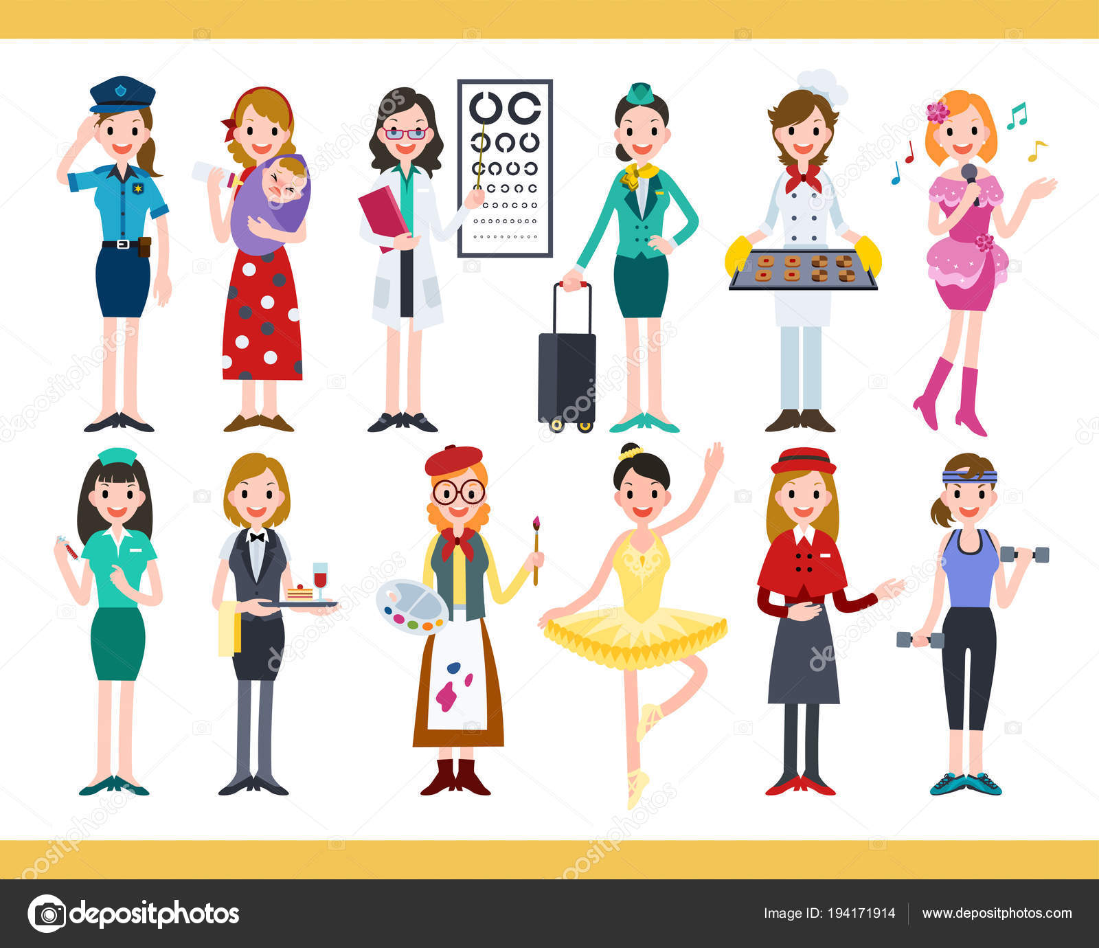 Female in different careers Stock Vector Image by ©kchungtw #194171914 Female in different careers Stock Vector Image by ©kchungtw #194171914