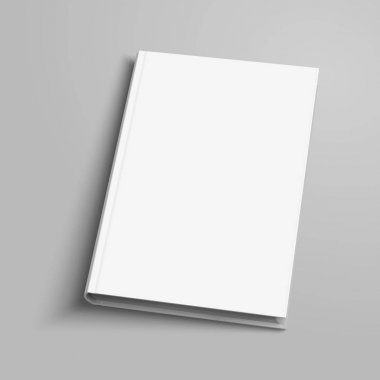 Açık gri renkli 3d resimde boş ciltli kitap