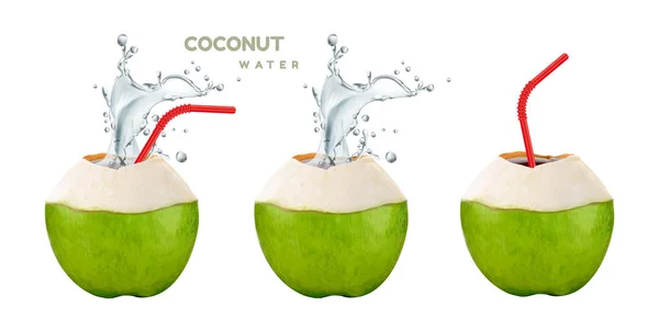 코코넛 물 세트 — 스톡 벡터