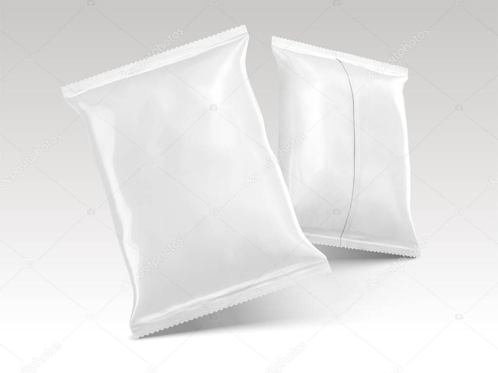 Blank chip packages design in 3d illustration isolated on white background