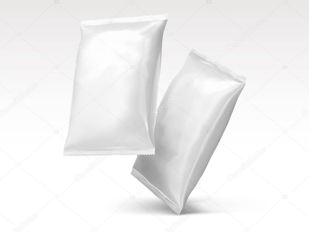 Blank chip packages design in 3d illustration isolated on white background