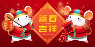 Fare yılı şirin beyaz fareler